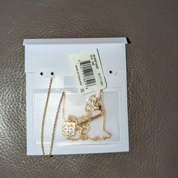 NEW Kendra Scott Rose Quartz Ari Heart Short Length 14K Yellow Gold Necklace NWT - Picture 7 of 8
